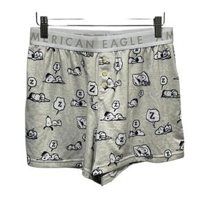 American Eagle Snoopy Lounge Shorts Womens Small Gray Pajama Sleepwear Cozy Soft